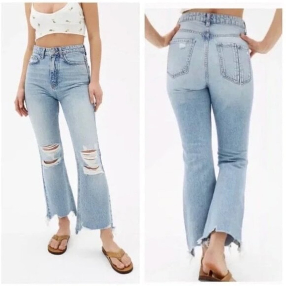 BDG Wilco Destroyed High-Waisted Cropped Flare Jean